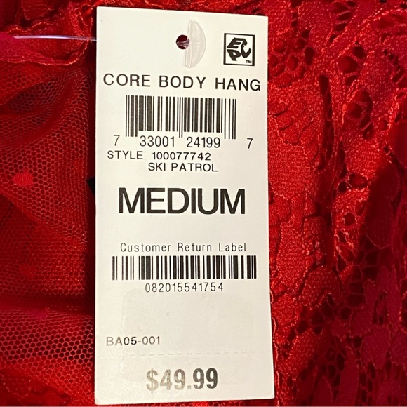 NWT INC INTERNATIONAL CONCEPTS Cupped Swiss Dot Sheer Lace Thong Bodysuit RED - Picture 7 of 8